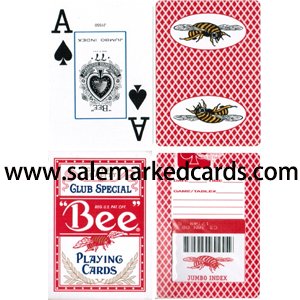 Jumbo Index Bubble Bee Marked Cards Red Decks
